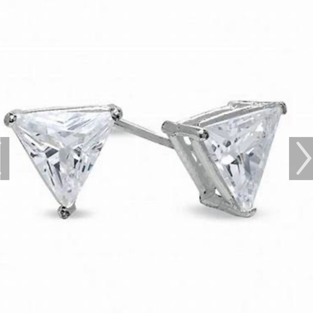 Trillion Cubic Zirconium and Sterling Silver Earrings